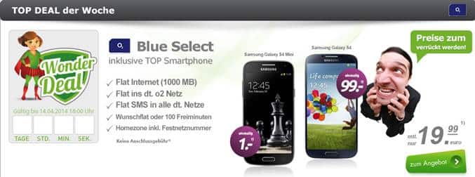 o2 Blue Select + Smartphone 19.99€ mtl