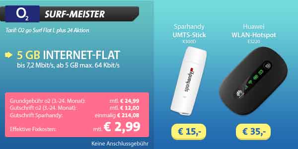 o2 go Surf Flat L 5GB nur 2.99€ mtl