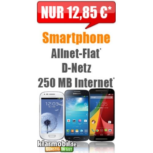D1 AllNet Flat + Handy + Internet nur 12.85€ mtl
