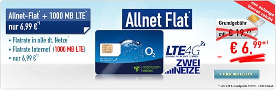 comfort Allnet Flat 1 GB LTE 6.99 Aktion