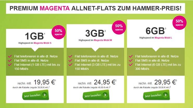 Magenta Mobil L mit 6GB gibt es für 29,95€ mtl.