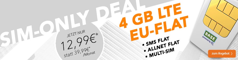 4000 MB + Allnet Flat + EU Flat nur 12,99 Euro monatlich