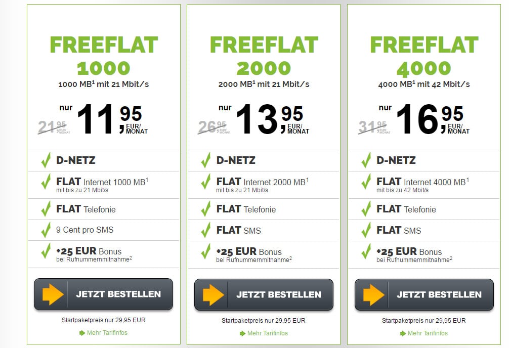 Allnet Flat im D Netz mit 4 GB -ohne Laufzeit- nur 16,99€ mtl.