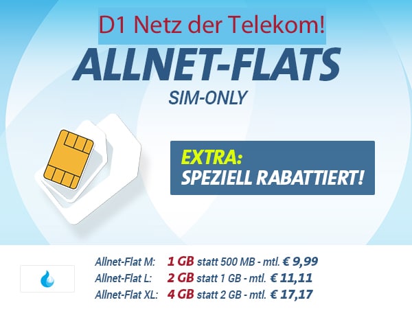 ALLNET-FLAT Telekom Netz mit 1GB nur 9,99€ mtl.