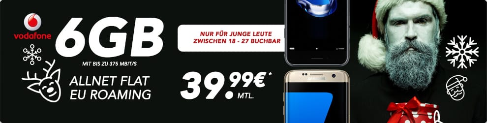 6GB LTE + Allnet Flat + EU Roaming Flat + iPhone 7 nur 39,99€ mtl.
