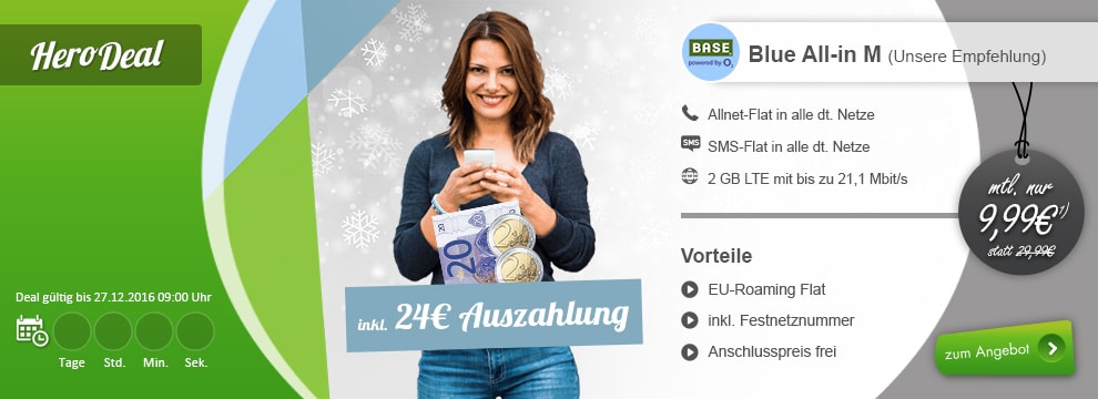 Blue All-in M mit 2GB LTE + Allnet und EU Roaming nur 9,99€ mtl.