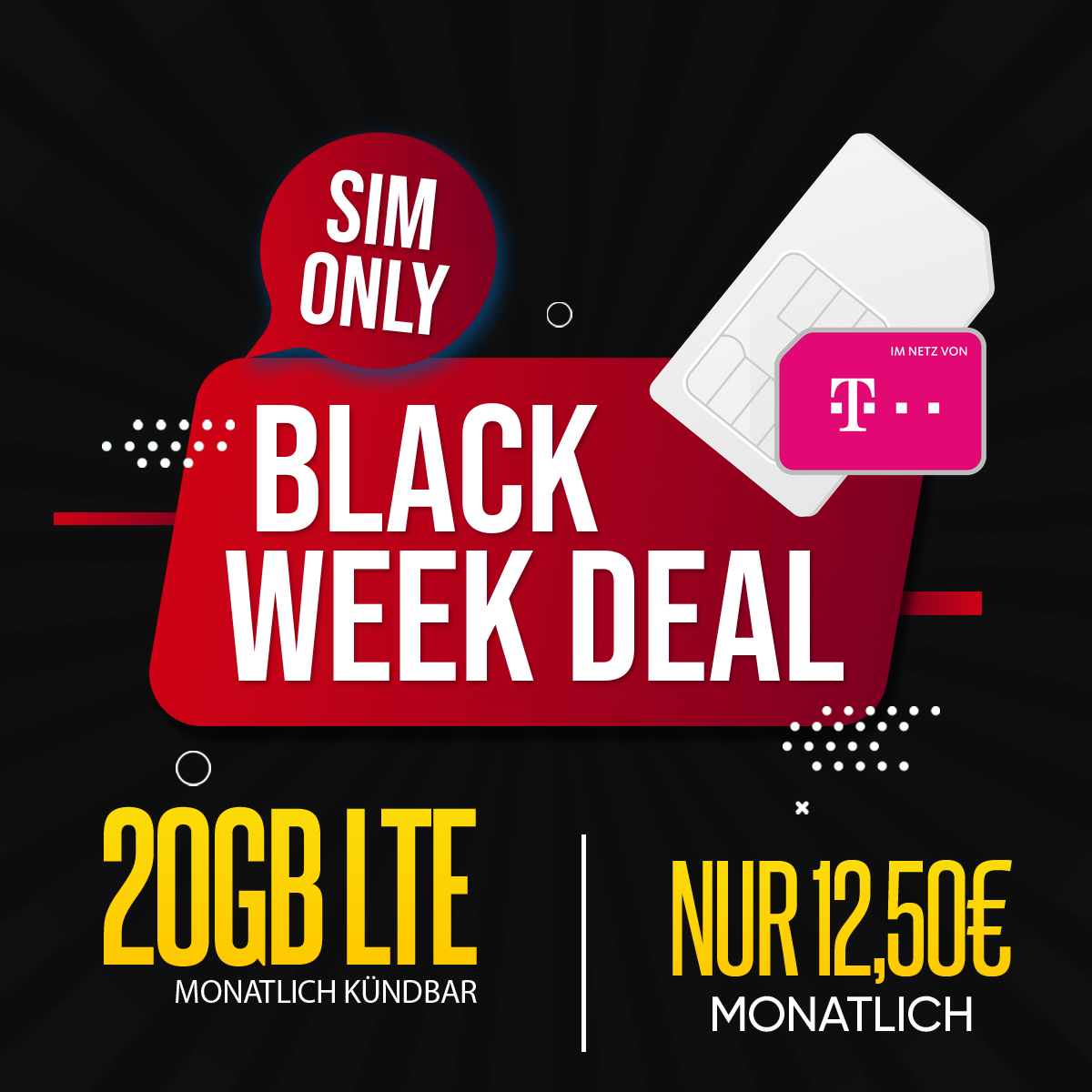 Monatlich kündbar im Telekom Netz 20GB LTE nur 12 50 Euro monatlich