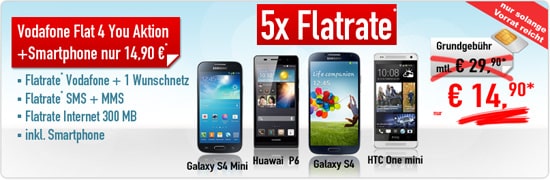 Vodafone Flat 4 You Aktion + Cloud 14.90€