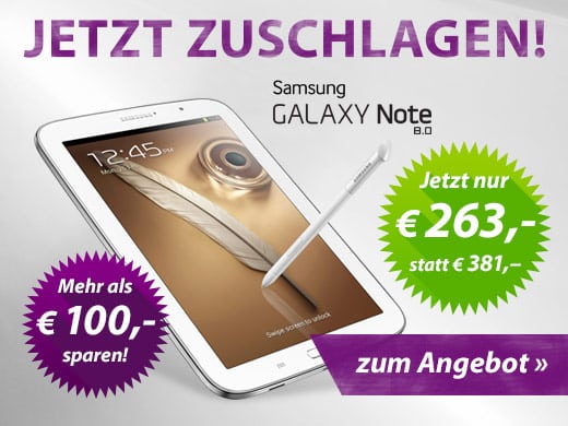 Samsung Note 8.0 N5110 16 GB nur 258€