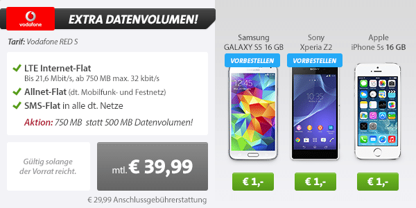 Samsung Galaxy S5 white + Vodafone RED S