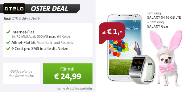 Galaxy Gear + Galaxy S4 + AllNet Flat 24.99€ mtl
