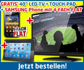 Samsung Galaxy Y + Tablet + 40 Zoll LED-TV 29.90€ mtl