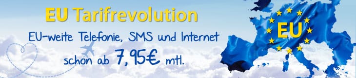 EU weite Telefonie, SMS und Internet ab 7.95€ mtl