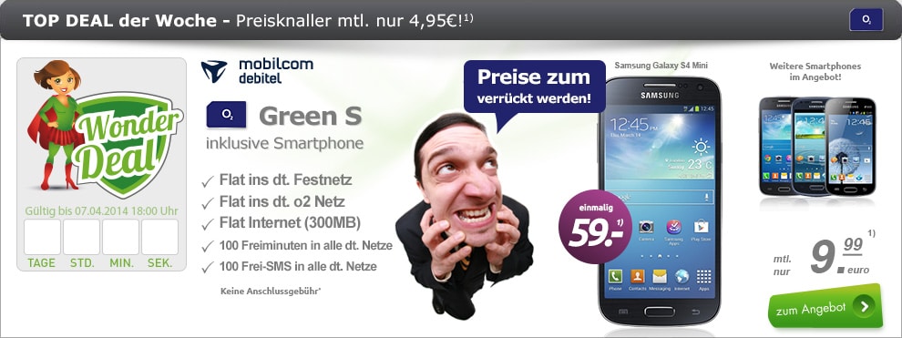 Green S Rabatt Aktion + Smartphone 9.99€ mtl