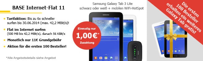 Galaxy Tab 3 + Galaxy Tab 3 + Internet Flat 11€ mtl