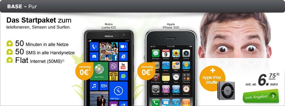 iPod + Lumia 625 + 50 Min/SMS + Internet 7.50€ mtl