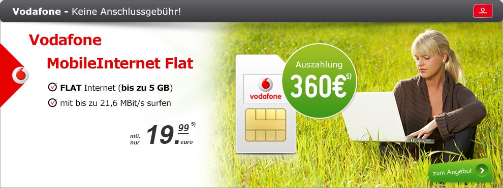MobileInternet Flat 3GB LTE + 360€ Ausz. 19.99€ mtl