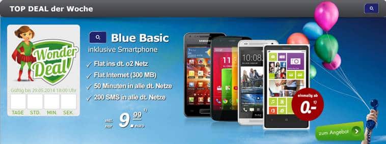 HTC One mini + o2 Blue Basic 9.99€ mtl