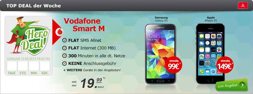 Smart M Vertrag und Galaxy S5 19.99€ mtl