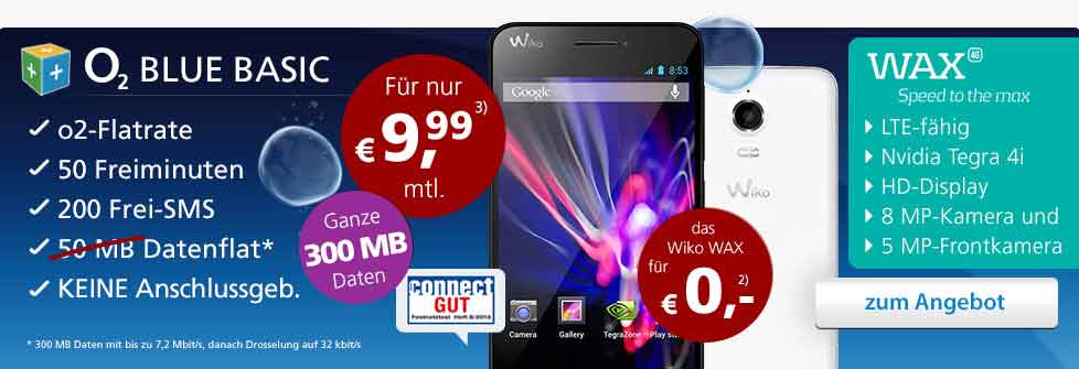 Wiko WAX mit o2 Blue Basic 9.99€ mtl