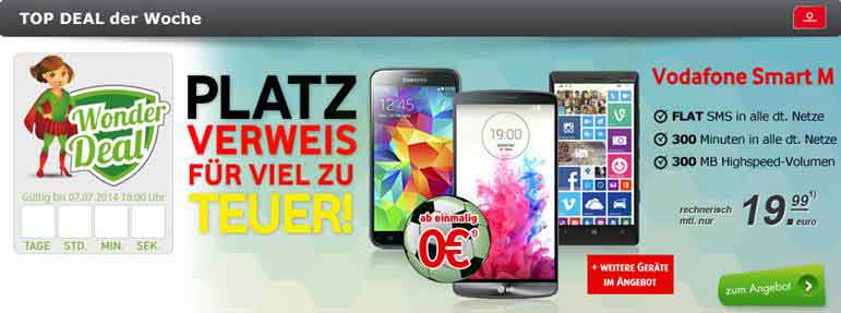 Vodafone Smart M mit iPhone 5S 19.99€ mtl