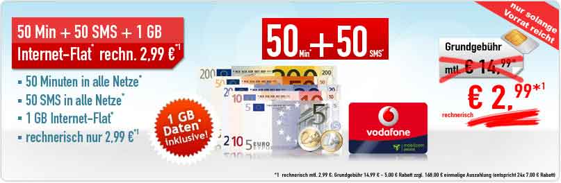Vodafone Smart Surf + 1 GB Daten 2,99€ mtl