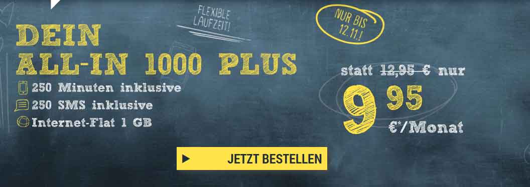 All-in 1000 (250Min/SMS) + 1 GB Internet 9.95 Euro