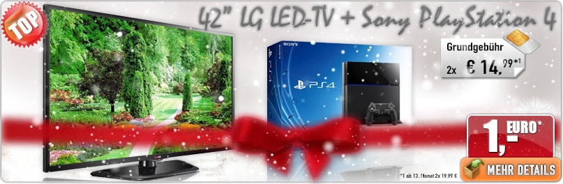 42 LED-TV LG + Sony PlayStation 4 nur 29.98€ mtl