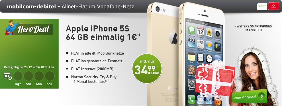 Real Allnet VF + 2 GB Datenflat + Smartphone 34.99€ mtl