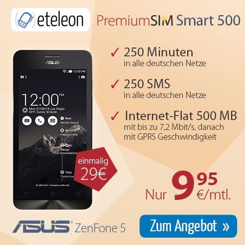 ASUS Zenfone 5 + 250Min/SMS + Internet Flat 9.95€ mtl