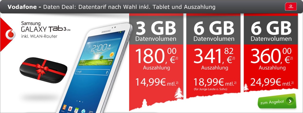 MobileInternet Flat inklusive Galaxy Tab und Auszahlung