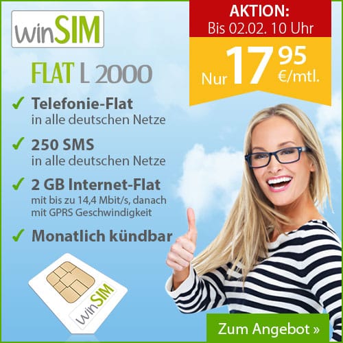 Allnet-Flat Tarif mit 2 GB Internet nur 17.95 Euro mtl