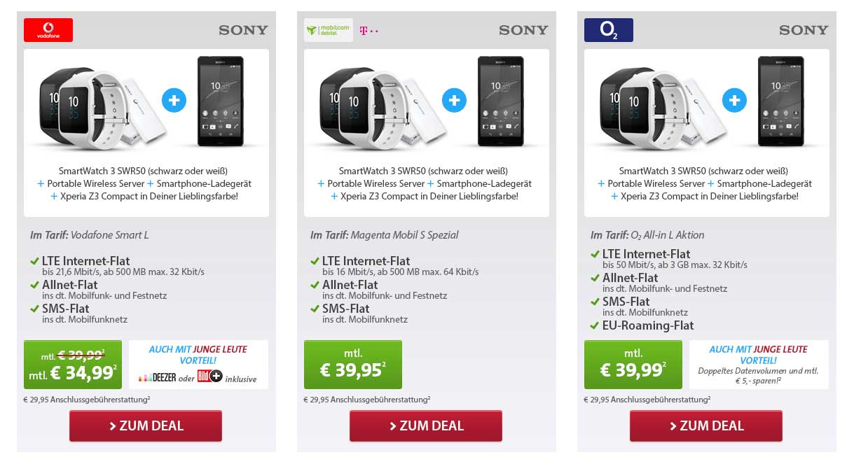 Sony Mega Deal - D1, D2 und o2 Netz