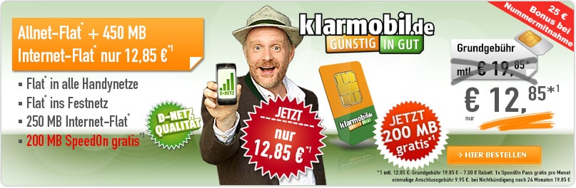 D1 AllNet Flat + Handy + Internet nur 12.85€ mtl