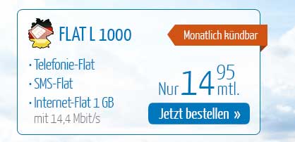 Telefonie Flat und 1 GB Internet -ohne Laufzeit- nur 14.95€ mtl