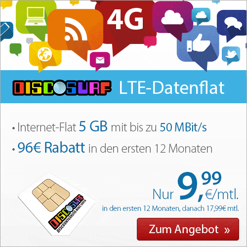 Internet Flat 5GB LTE für nur 9.99€ mtl