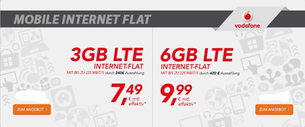 Datentarif mit 6GB und LTE bis 225 Mbit/s effektiv nur 9,99€ mtl.