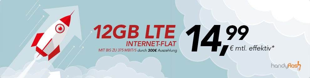 DataGo L Vodafone mit 12GB LTE nur 14,99€ mtl. effektiv