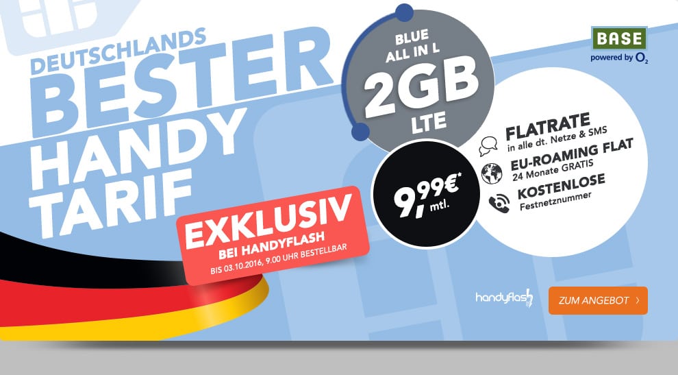 2GB LTE+ Allnet+ SMS+ EU Roaming nur 9,99€ mtl.