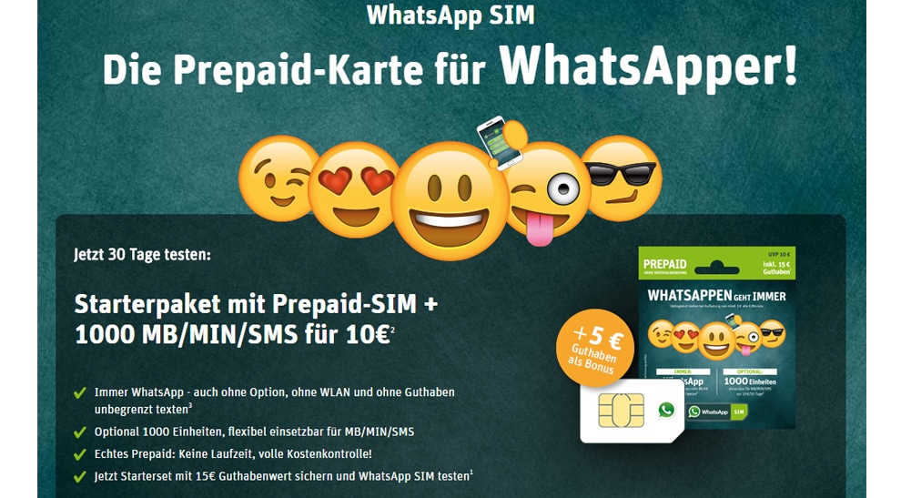 Immer WhatsApp - auch ohne Option/Guthaben