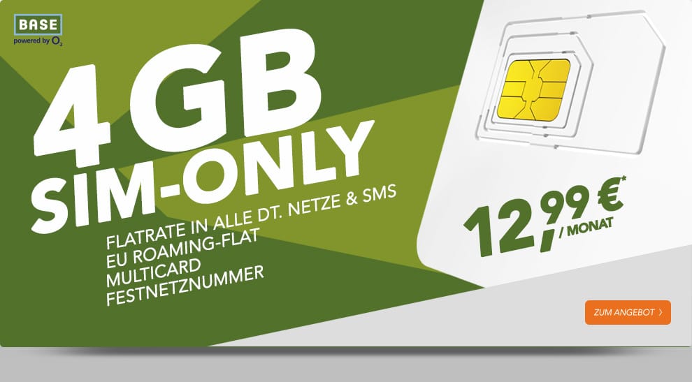 Blue ALL IN L Sim-Only 4GB LTE + EU nur 12,99€ mtl.