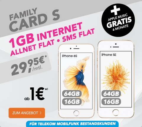 iPhone 6s + Telekom Family Card S nur 29,95€ mtl.