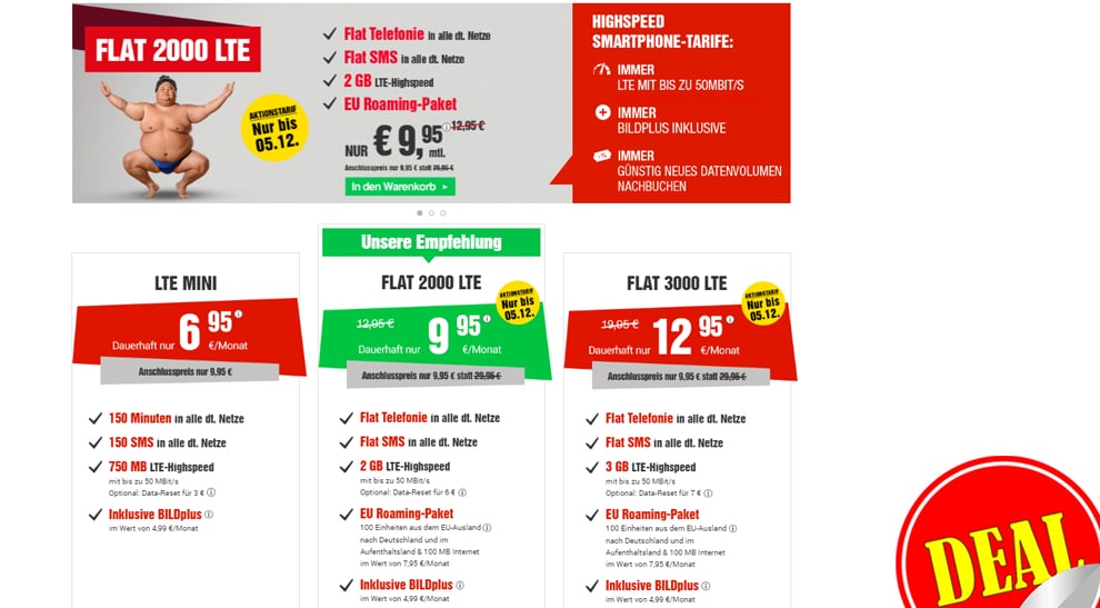 BILDconnect - Tarife mit revolutionärer Data-Reset-Funktion und BILDplus inklusive