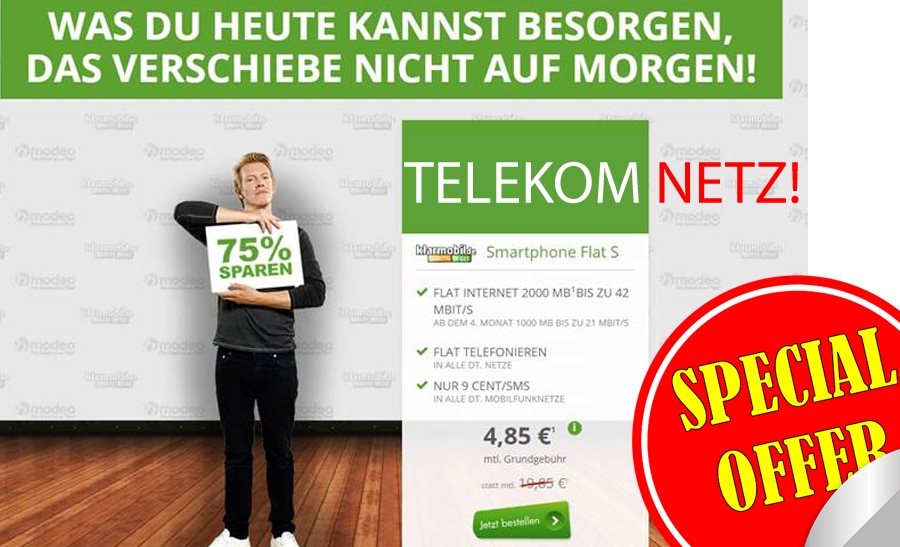 TOP Deal Telekom Netz! Allnet Flat + 1GB nur 4,85€ mtl.