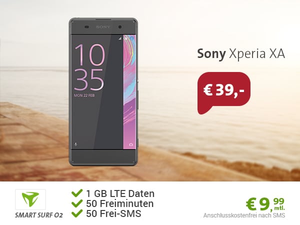 Sony Xperia XA + 1GB LTE + 50Min/SMS nur 9,99€ mtl.