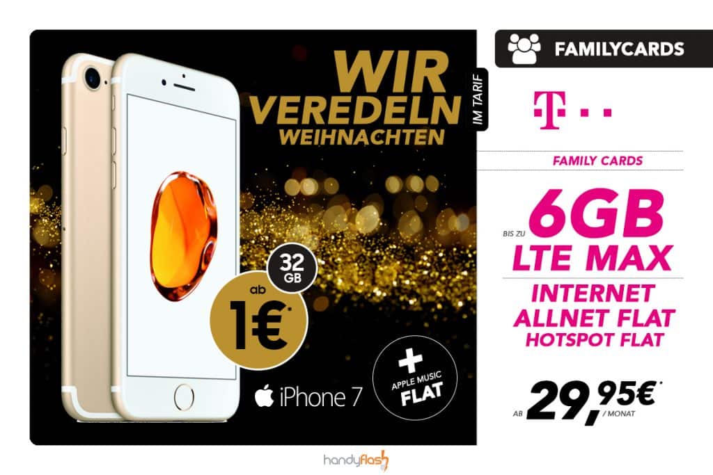 Telekom Family Card S mit iPhone 7 für nur 29,95€ mtl.