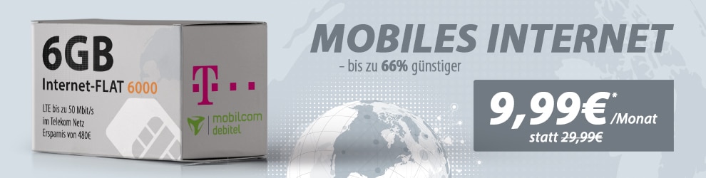 Telekom Internet-Flat 6.000 MB LTE nur 9,99€ mtl.