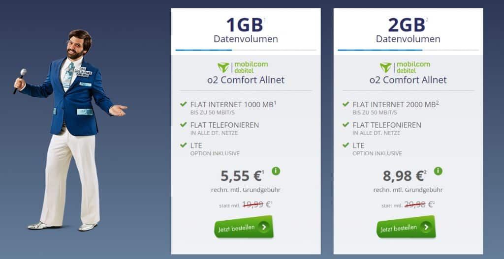 o2 Allnet Flat mit 2GB LTE nur 8,98€ mtl.