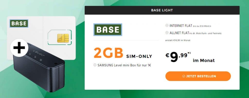 2GB LTE + Allnet Flat + SAMSUNG Level mini Box nur 9,99€ mtl.