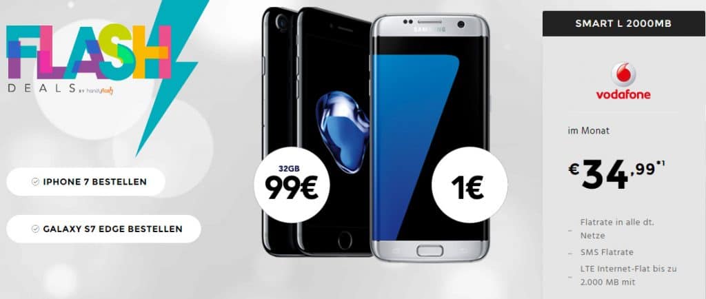 Weekend Deal: iPhone 7 + Allnet & SMS Flat mit 2GB LTE nur 34,99€ mtl.
